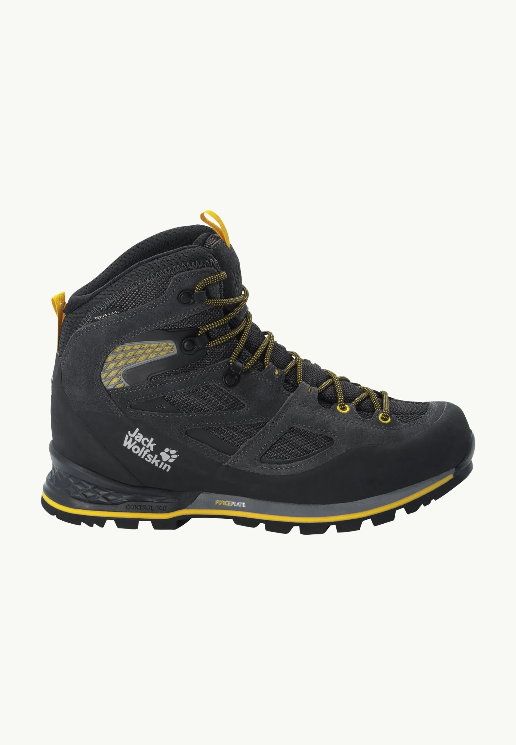 Jack Wolfskin Chaussures Imperméables|Chaussures De Randonnée-Force Crest Texapore Mid M Black / Burly Yellow Xt